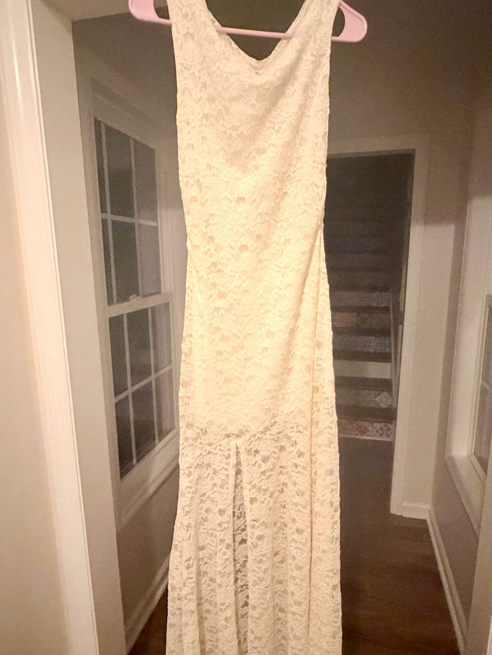 Elegant Ivory Lace Maxi Dress - Sleeveless